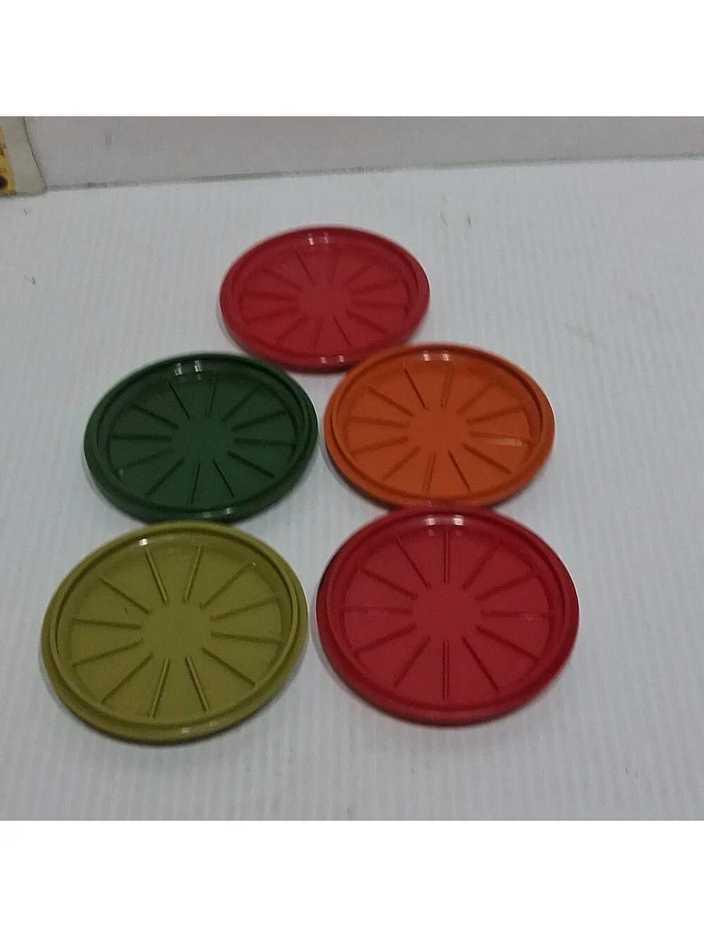 Vintage Tupperware #1313 Set of 5 REPLACEMENT Coasters for Harvest Multi Mugs